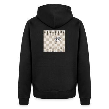 Schach - Unisex Premium Bio Zip Hoodie - Schwarz - Hinten - Nico (187cm)