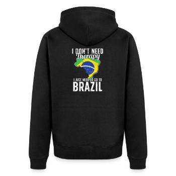 Drapeau du Brésil I souvenirs brésiliens - Veste à capuche bio Premium Unisexe - noir - Dos - Nico (187cm)