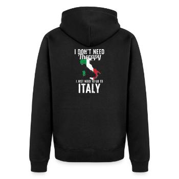 Italy flag I Italien Souvenirs - Unisex Premium Bio Zip Hoodie - Schwarz - Hinten - Nico (187cm)