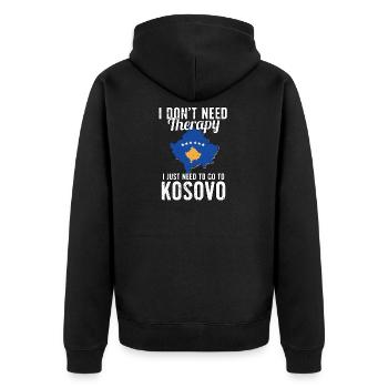 Kosovo flag I Kosovan Souvenirs - Unisex Premium Bio Zip Hoodie - Schwarz - Hinten - Nico (187cm)