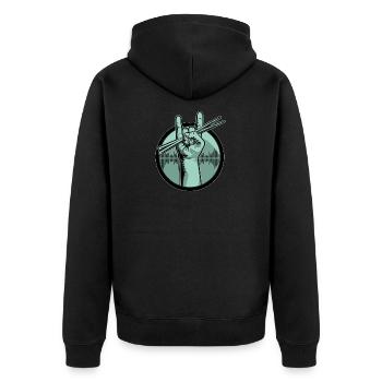 Schlagzeug Drumsticks - Unisex Premium Bio Zip Hoodie - Schwarz - Hinten - Nico (187cm)