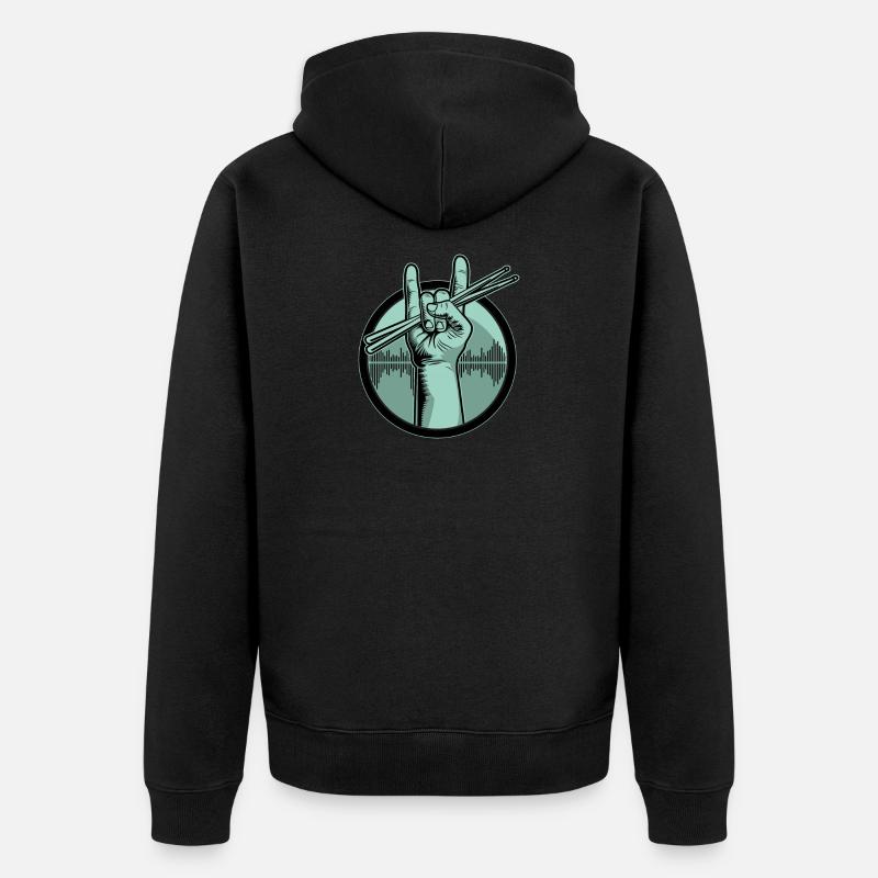 Schlagzeug Drumsticks - Unisex Premium Bio Zip Hoodie - Schwarz