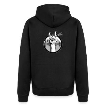 Schlagzeug Drumsticks - Unisex Premium Bio Zip Hoodie - Schwarz - Hinten - Nico (187cm)