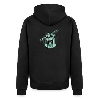 Schlagzeug Drumsticks - Unisex Premium Bio Zip Hoodie - Schwarz - Hinten - Nico (187cm)
