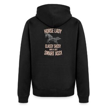 Pferde Frau - Unisex Premium Bio Zip Hoodie - Schwarz - Hinten - Nico (187cm)