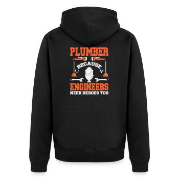 Plumber Funny Plumbing - Unisex Premium Organic Zip Hoodie - black - Back - Nico (187cm)