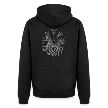 Wikinger Odin Pferd Sleipnir mit Kompass Vegvisir - Unisex Premium Bio Zip Hoodie - Schwarz - Hinten - Nico (187cm)