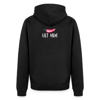 Hot Mom Chilli Saying for Dads - Unisex Premium Organic Zip Hoodie - black - Back - Nico (187cm)