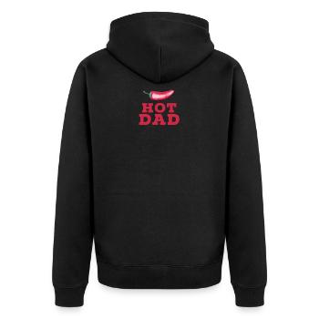 Hot Dad Chilli Saying for Dads - Unisex Premium Organic Zip Hoodie - black - Back - Nico (187cm)