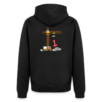 Pelle t-shirt 1 anniversaire 1 ans de garçon t-shirt - Veste à capuche bio Premium Unisexe - noir - Dos - Nico (187cm)