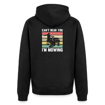 Grass Cutter Lawn Mower Gardening Can't Hear You - Veste à capuche bio Premium Unisexe - noir - Dos - Nico (187cm)
