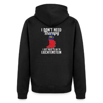 Liechtenstein flag I Liechtenstein Souvenirs - Unisex Premium Bio Zip Hoodie - Schwarz - Hinten - Nico (187cm)