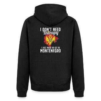 Montenegro flag I Montenegrin Souvenirs - Unisex Premium Bio Zip Hoodie - Schwarz - Hinten - Nico (187cm)