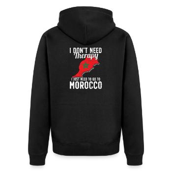 Morocco flag I Moroccan Souvenirs - Unisex Premium Organic Zip Hoodie - black - Back - Nico (187cm)