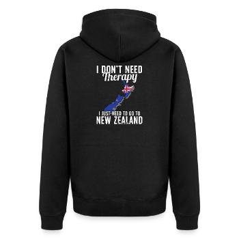 New Zealand flag I New Zealand Souvenirs - Unisex Premium Bio Zip Hoodie - Schwarz - Hinten - Nico (187cm)