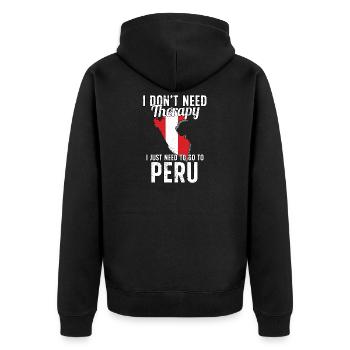 Peru flag I Peruvian Souvenirs - Unisex Premium Bio Zip Hoodie - Schwarz - Hinten - Nico (187cm)