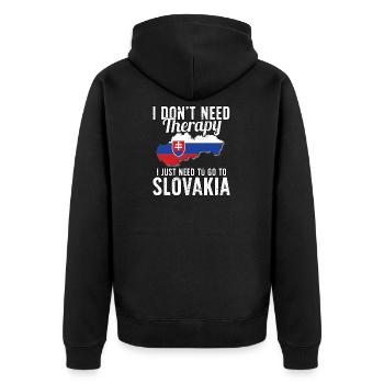 Slovakia flag I Slovak Souvenirs - Unisex Premium Bio Zip Hoodie - Schwarz - Hinten - Nico (187cm)