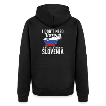 Slovenia flag I Slovenian Souvenirs - Unisex Premium Bio Zip Hoodie - Schwarz - Hinten - Nico (187cm)