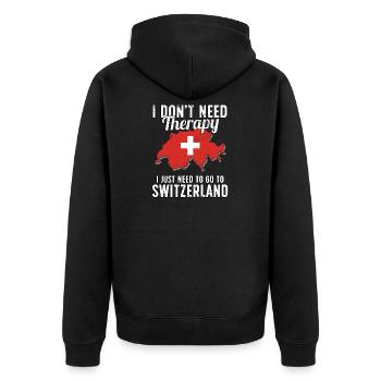 Switzerland flag I Swiss Souvenirs - Unisex Premium Bio Zip Hoodie - Schwarz - Hinten - Nico (187cm)