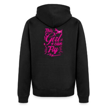 Fille pilote féminine drôle - Veste à capuche bio Premium Unisexe - noir - Dos - Nico (187cm)