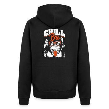 Chill Bro - Cooler Affe mit Sonnebrille - Unisex Premium Bio Zip Hoodie - Schwarz - Hinten - Nico (187cm)