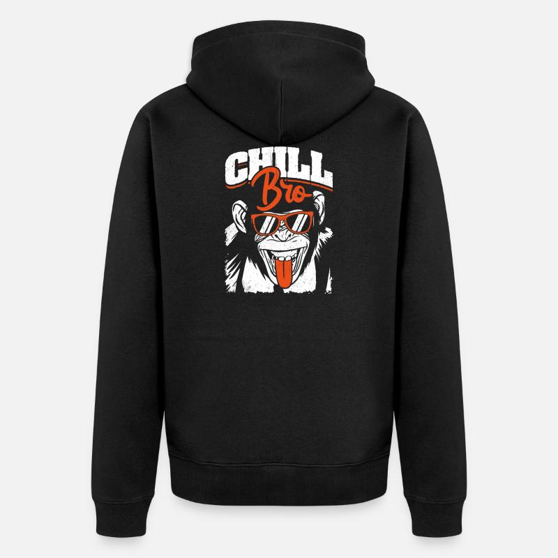 Chill Bro - Cooler Affe mit Sonnebrille - Unisex Premium Bio Zip Hoodie - Schwarz