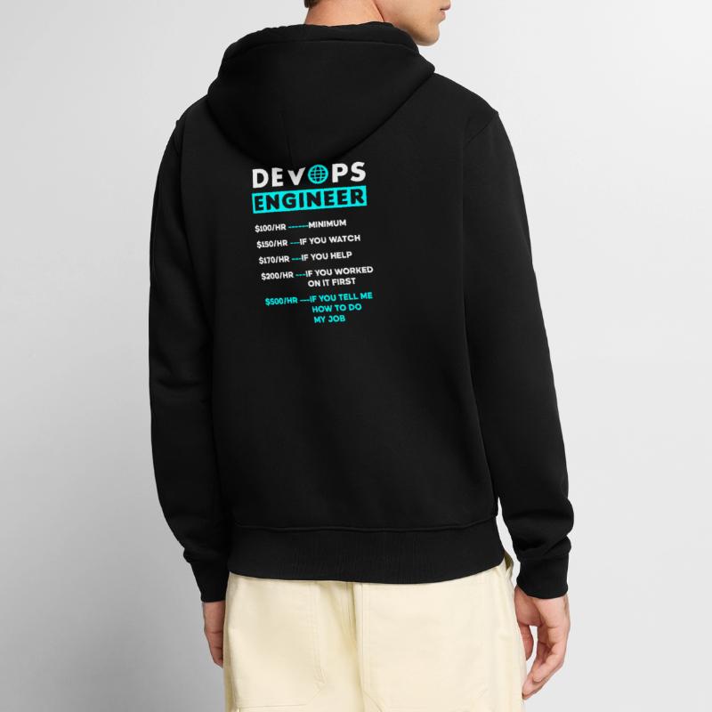 Ingénieur DevOps Cloud Computing Taux horaire Veste à capuche bio Premium Unisexe