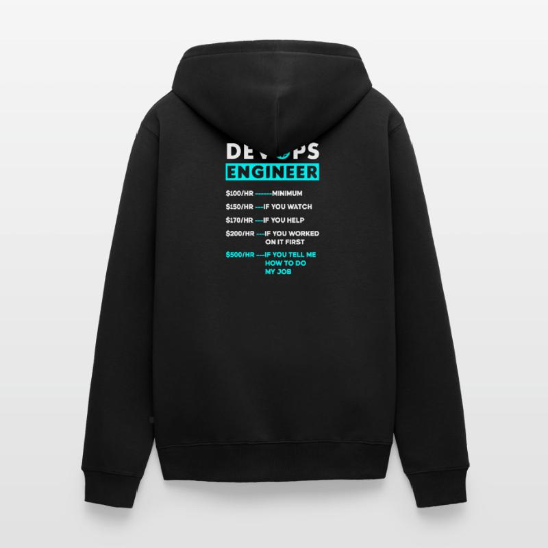 Ingénieur DevOps Cloud Computing Taux horaire Veste à capuche bio Premium Unisexe