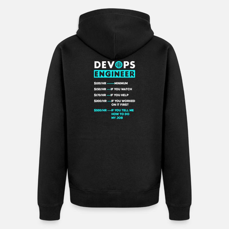 DevOps Ingenieur Cloud Computing Stundensatz - Unisex Premium Bio Zip Hoodie - Schwarz