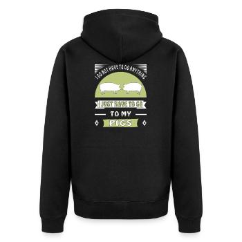 pigs - Unisex Premium Organic Zip Hoodie - black - Back - Nico (187cm)