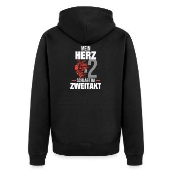 Mein Herz schlägt im Zweitakt | Moped Motorroller - Unisex Premium Bio Zip Hoodie - Schwarz - Hinten - Nico (187cm)