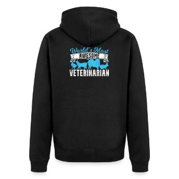 Weltbester Tierarzt - Unisex Premium Bio Zip Hoodie - Schwarz - Hinten - Nico (187cm)