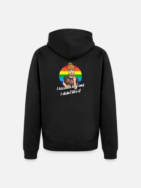 Lesben Motiv mit Spruch lesbisch CSD Regenbogen - Unisex Premium Bio Zip Hoodie - Schwarz