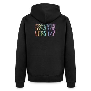 Rollstuhl Rollstuhlfahrer Amputation Bein - Unisex Premium Bio Zip Hoodie - Schwarz - Hinten - Nico (187cm)