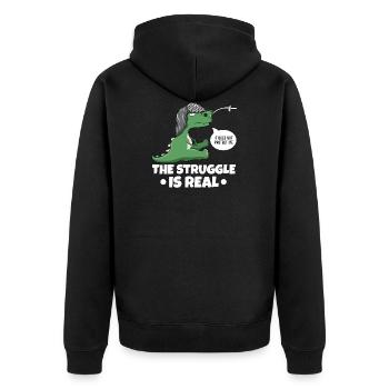 The Struggle Is Real Sword Fighting Fencer - Unisex Premium Bio Zip Hoodie - Schwarz - Hinten - Nico (187cm)