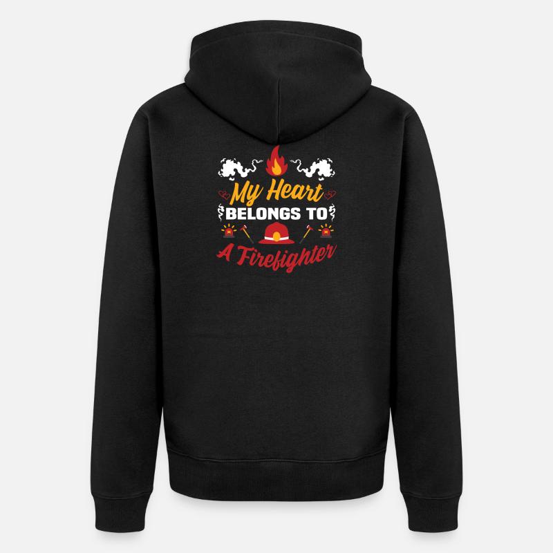 Feuerwehrmann Ehemann Frau Ehepartner - Unisex Premium Bio Zip Hoodie - Schwarz