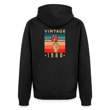 1980 Birthday Gift Retro Woman - Unisex Premium Organic Zip Hoodie - black - Back - Nico (187cm)