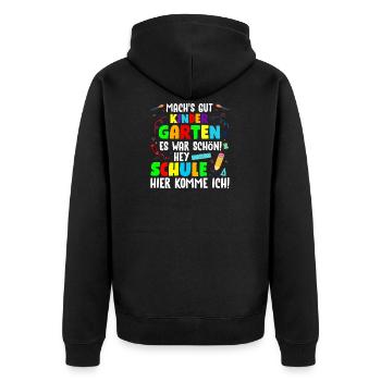 Grundschule Einschulung Schulkind 2022 Schultag - Unisex Premium Bio Zip Hoodie - Schwarz - Hinten - Nico (187cm)
