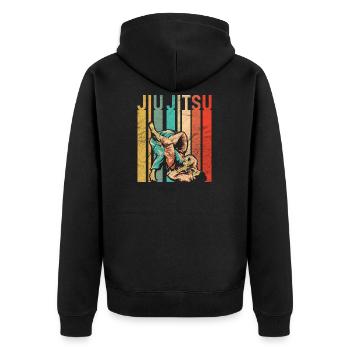 Retro Jiu Jitsu - Unisex Premium Organic Zip Hoodie - black - Back - Nico (187cm)