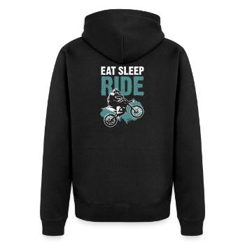 Eat sleep Ride Motocross - Unisex Premium Bio Zip Hoodie - Schwarz - Hinten - Nico (187cm)