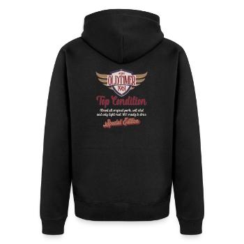 Jahrgang 1961 Oldtimer Top Zustand Geburtstags - Unisex Premium Bio Zip Hoodie - Schwarz - Hinten - Nico (187cm)