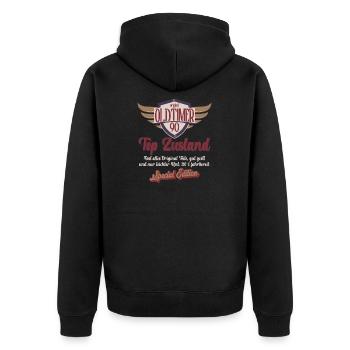 90 Jahre Oldtimer Top Zustand 90. Geburtstag - Unisex Premium Bio Zip Hoodie - Schwarz - Hinten - Nico (187cm)
