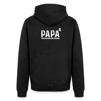 Papa Hoch 4 Geburt 4 Kinder Werdender Vater - Unisex Premium Bio Zip Hoodie - Schwarz - Hinten - Nico (187cm)