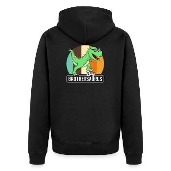 Big Brothersaurus Retro Dinosaur Brother Dino - Unisex Premium Organic Zip Hoodie - black - Back - Nico (187cm)