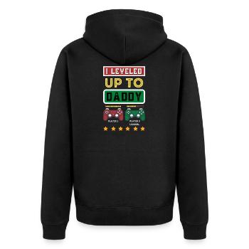I Leveled Up To Daddy 2021 Funny Soon To Be Dad - Unisex Premium Organic Zip Hoodie - black - Back - Nico (187cm)