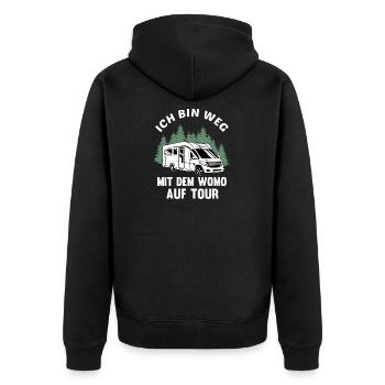 Camping Wohnmobil mit Womo auf Tour Camper Campen - Unisex Premium Bio Zip Hoodie - Schwarz - Hinten - Nico (187cm)
