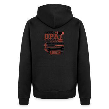 Familie Wenn Opa es nicht reparieren kann - Unisex Premium Bio Zip Hoodie - Schwarz - Hinten - Nico (187cm)