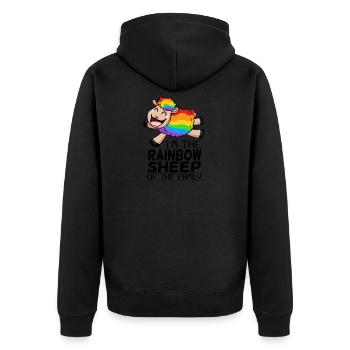 Regenbogen Schaf - LGBT Schaf Familie Geschenk - Unisex Premium Bio Zip Hoodie - Schwarz - Hinten - Nico (187cm)