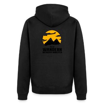 Berg Berge Berggipfel Gipfel Wandern Wanderer - Unisex Premium Bio Zip Hoodie - Schwarz - Hinten - Nico (187cm)