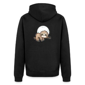 Faultier Baby Tier - Unisex Premium Bio Zip Hoodie - Schwarz - Hinten - Nico (187cm)